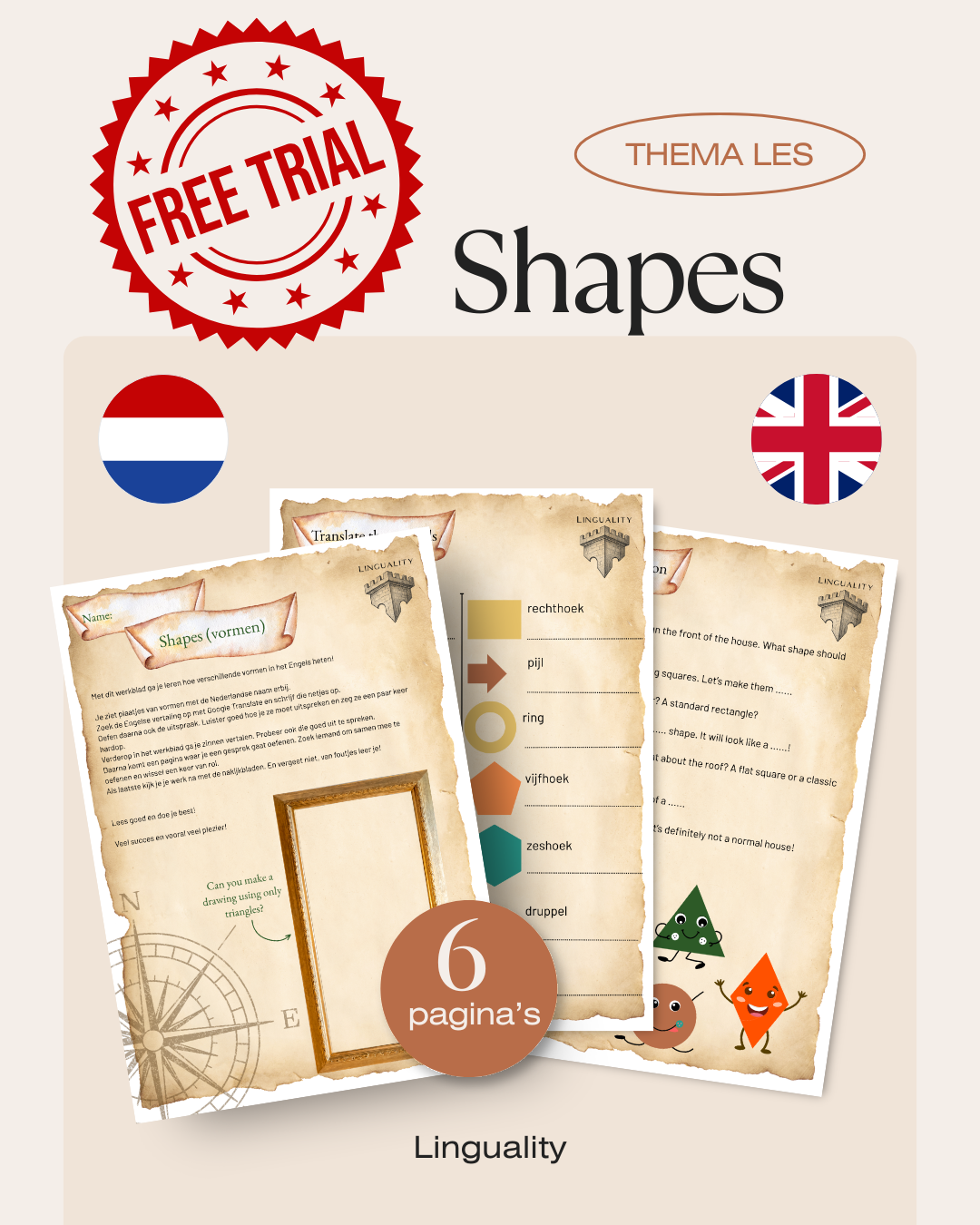 Lespakket Thema: Shapes - FREE TRIAL - (digitaal product)